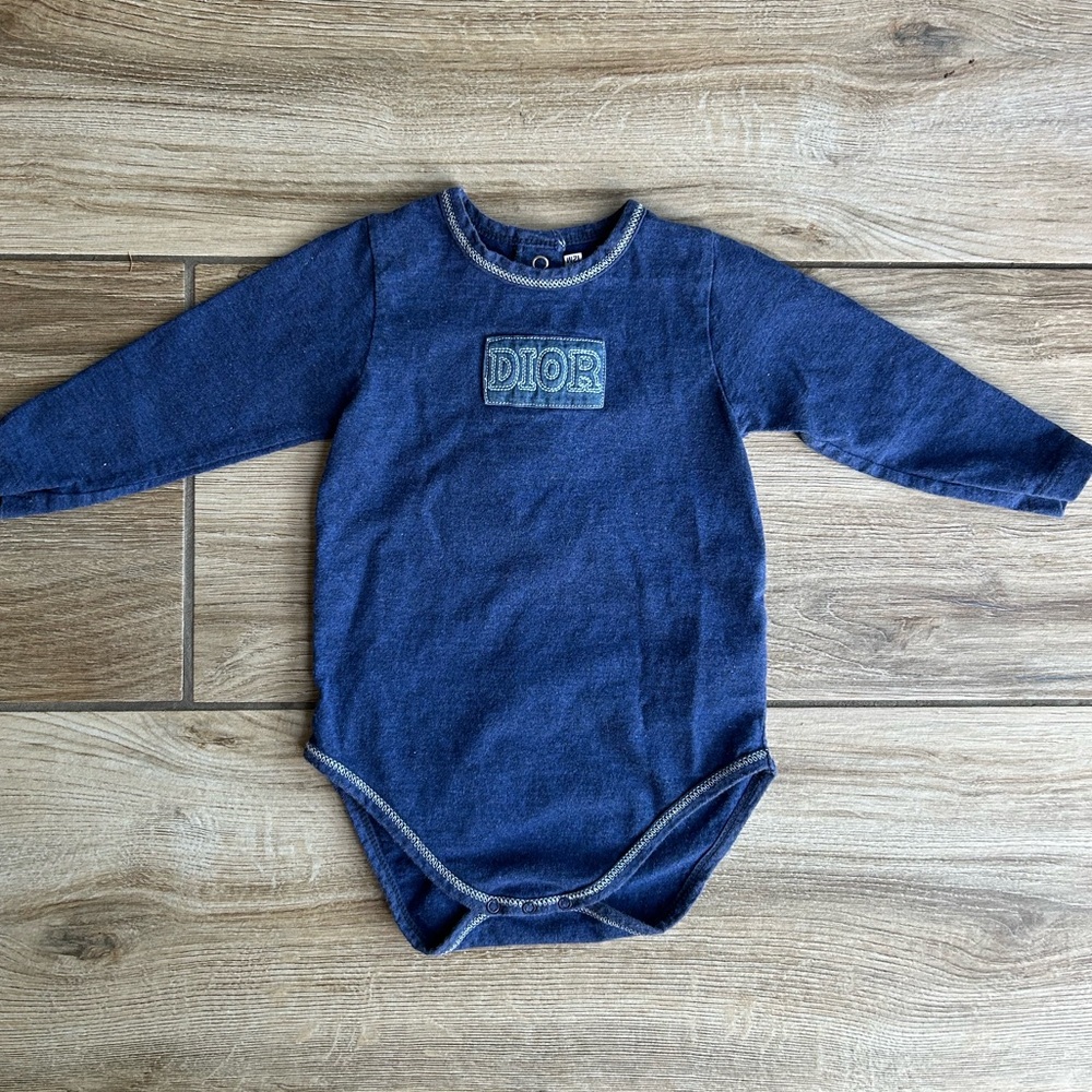 Dior Baby Blue Long Sleeve Onesie 12m